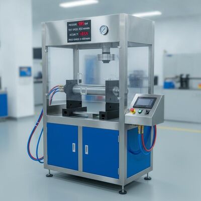 Bangku uji silinder hidrolik dengan tekanan maksimum 1000 bar, kisaran kecepatan uji 0-1000 mm/menit dan akurasi pengukuran tekanan ±0,5%